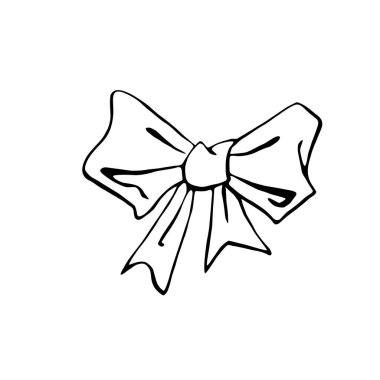 Vektör ana fiyonk kurdelesi. Karalamalar, boyama kitabı, el çizimi. Paskalya Xmas doğum günü için basit bir illüstrasyon Sevgililer Günü, düğün, bayram, hediye, kız. Tasarım elementi, klip sanatı.