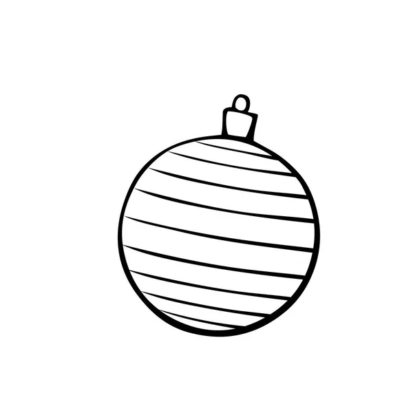矢量圣诞轮廓树球 新年元素和圣诞节设计的涂鸦风格 印刷品 儿童彩色书的简单手绘图解 — 图库矢量图片