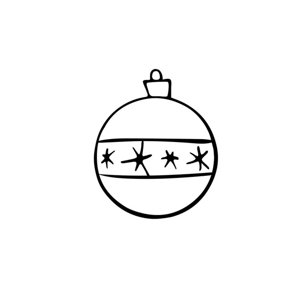 矢量圣诞轮廓树球 新年元素和圣诞节设计的涂鸦风格 印刷品 儿童彩色书的简单手绘图解 — 图库矢量图片