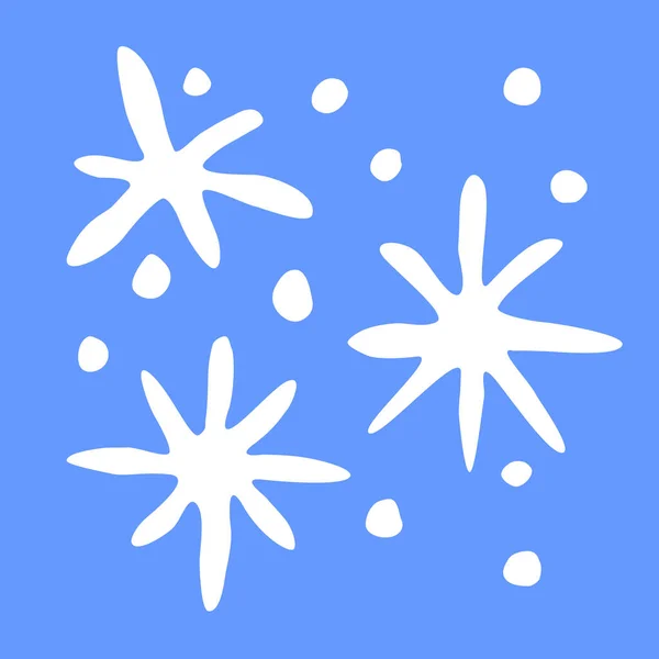 Conjunto Copos Nieve Blancos Aislados Sobre Fondo Azul Arte Línea — Archivo Imágenes Vectoriales