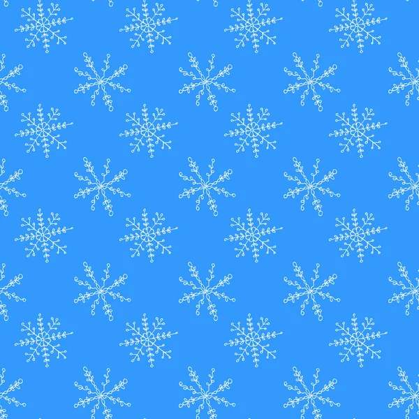 Winternahtloses Muster Aus Handgezeichneten Schneeflocken Doodle Stil Weihnachten Neujahr Hintergrund — Stockfoto