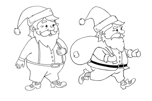 Święty Mikołaj Ilustracja Rysunku Konturu Wektora Nowy Rok Boże Narodzenie — Wektor stockowy