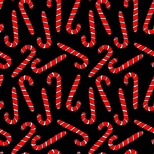 Vector Nahtloses Muster Mit Roten Zuckerstangen Süßigkeiten Lutschern Handgezeichnete Neujahrs — Stockvektor
