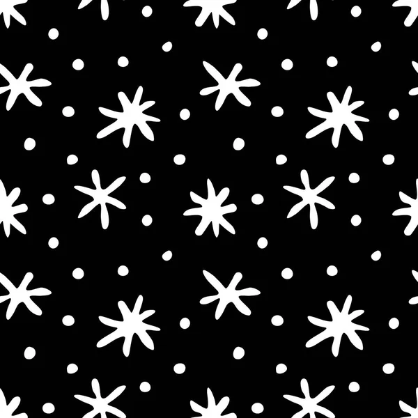 Vector Seamless Pattern Hand Drawn Snowflakes Doodle Style Winter Christmas — Stock Vector