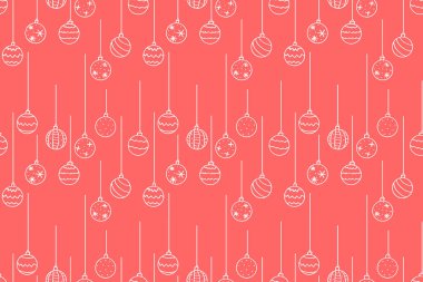 Basit özet çizilmiş Noel Baloları 'yla kusursuz bir şablon. Yeni yıl Xmas arka plan dokuları. Tebrik kartları, ambalaj kağıtları, ambalajlar, kumaşlar, baskılar için.