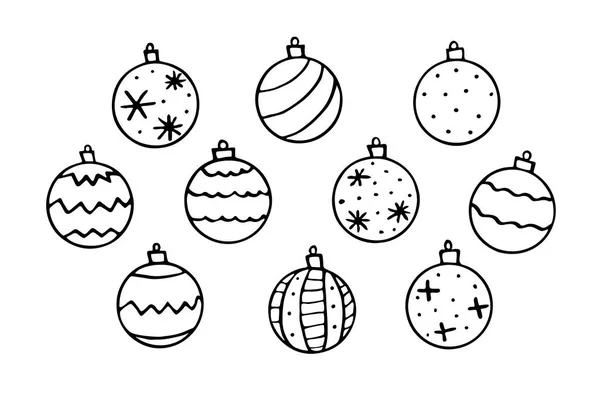 Ensemble Boules Vectorielles Sapin Noël Éléments Nouvelle Année Design Noël — Image vectorielle
