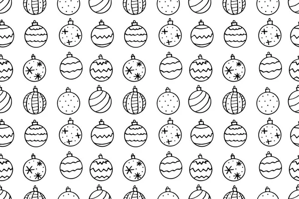 Vector Seamless Pattern Christmas Tree Balls New Year Xmas Backgrounds — Stock Vector