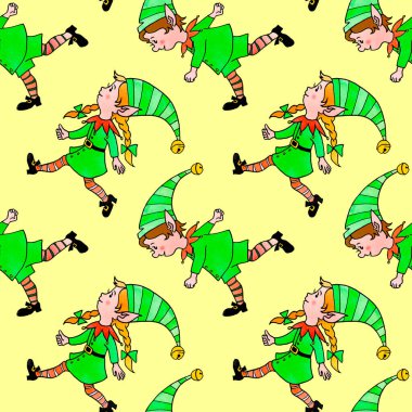 Noel elflerinde kusursuz desen. Yeni yıl suluboya elleri arka plan ve dokular çizer. Tebrik kartları, ambalaj kağıtları, ambalajlar, tekstil, kumaş, baskılar için.