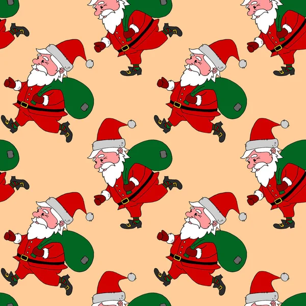 Karácsonyi Zökkenőmentes Minta Mikulással Újévi Karácsonyi Hátterek Textúrák Üdvözlőlapokhoz Csomagolópapírhoz — Stock Fotó