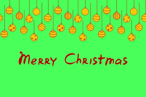 Fondo Con Bolas Colgantes Árbol Navidad Letras Feliz Navidad Aislado — Vector de stock