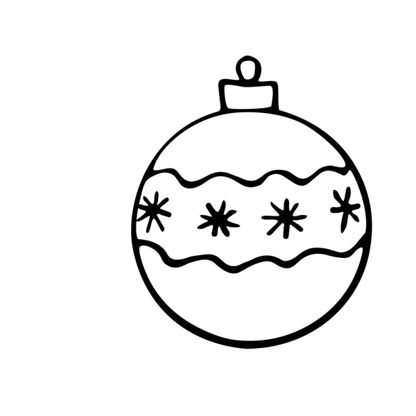 Vektorweihnacht Umreißen Baumkugel Element Des Neujahrs Und Weihnachtsdesigns Doodle Stil — Stockvektor