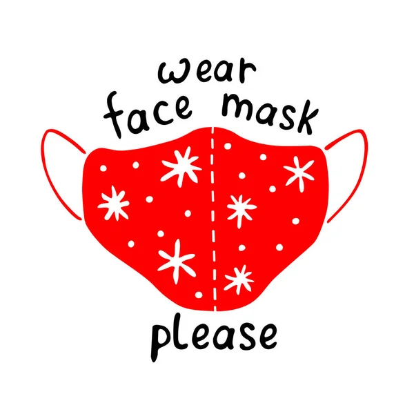 Por Favor Use Mascarilla Médica Póster Invierno Vector Con Ilustración — Vector de stock