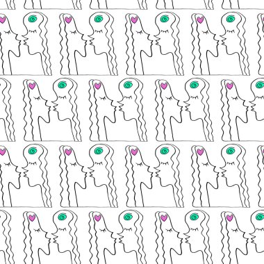 İnsanları öpmenin kusursuz şekli. Çizgi sanatı, karalama, aşkın sembolü olarak özet öpücük. Birbirimize bağlıyız. Vektör geçmişi, romantik ambalaj kağıdı dokusu, paketleme, Sevgililer Günü.