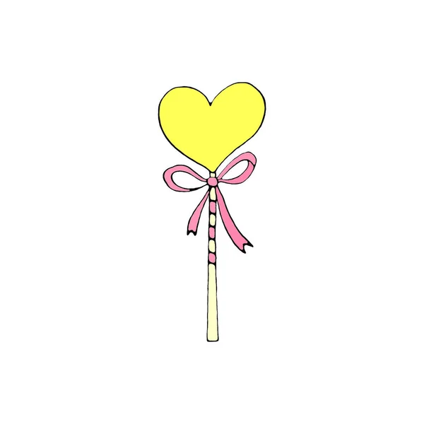 Color Heart Shaped Lollipops Candy Стрічкою Валентинів День Великдень Свята — стокове фото