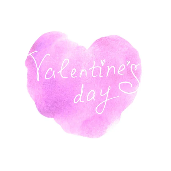 Hand Lettering Valentine Day Background Watercolor Spot Greeting Phrase Handwriting — Stock Photo, Image