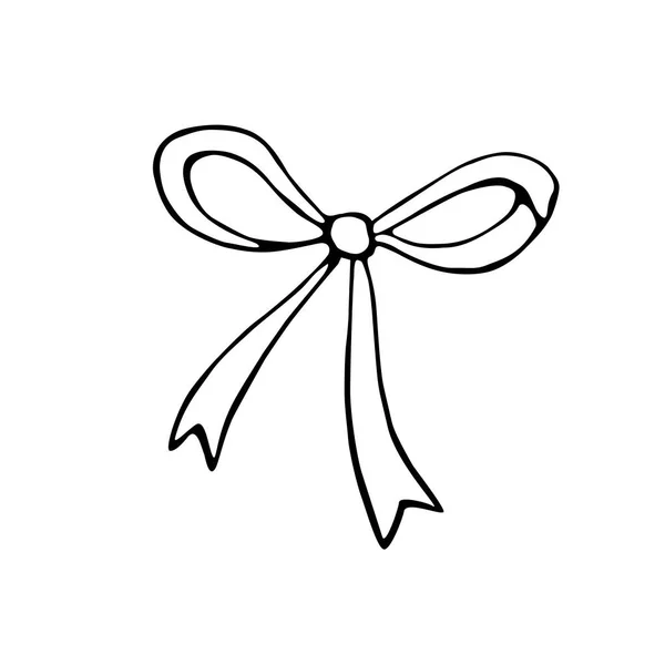 Ruban Arc Vectoriel Caniches Livre Colorier Dessinés Main Illustration Simple — Image vectorielle