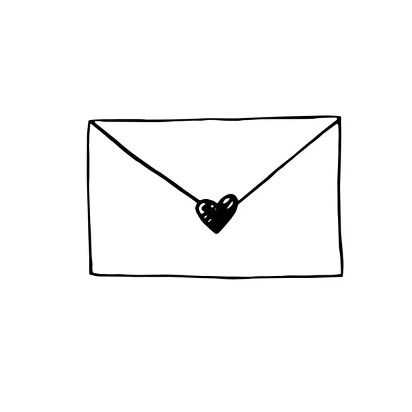 Schéma Simple Une Lettre Amour Tiré Main Élément Design Pour — Image vectorielle