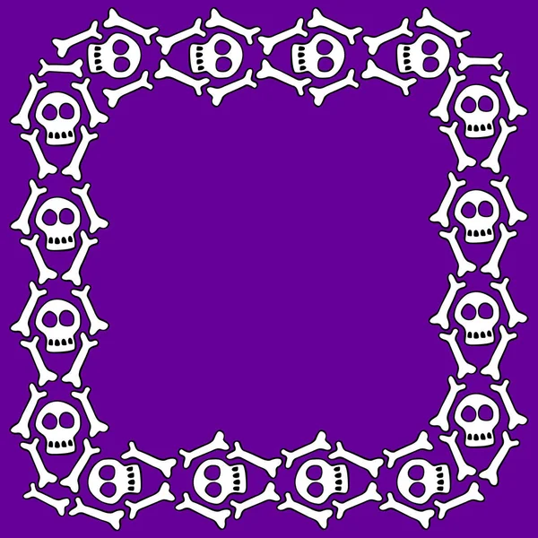 Square Frame Skulls Bones Theme Day Dead Death Vector Border — Stock Vector