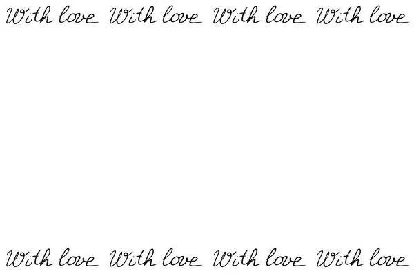 Vector Romantic Frame Frame Inscriptions Love Horizontal Top Bottom Edging — Stok Vektör