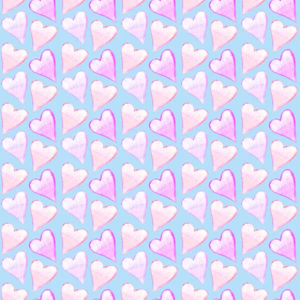 Seamless Pattern Watercolor Hearts Romantic Love Hand Drawn Backgrounds Texture — Stock Photo, Image