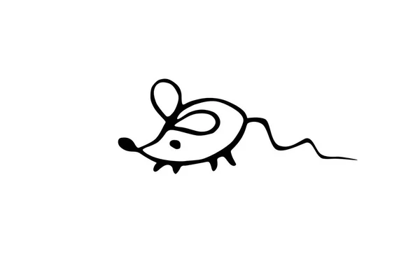 Lindo Ingenuo Ratón Simple Garabato Clipart Roedor Animal Plaga Dibujado — Vector de stock