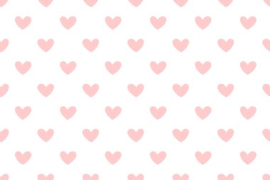 Polka dots seamless pattern with pink red light hearts. Valentines day background. Vector illustration. Background, texture for textile, wrapping paper