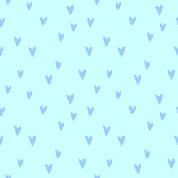 Seamless Abstract Pattern Small Blue Hearts Hand Drawn Doodle Background — Archivo Imágenes Vectoriales