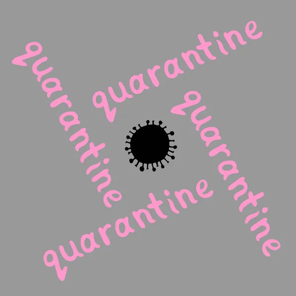 Логотип Карантину Напис Іконка Молекули Вірусна Клітина Тема Самоізоляції Самозахисту — стоковий вектор