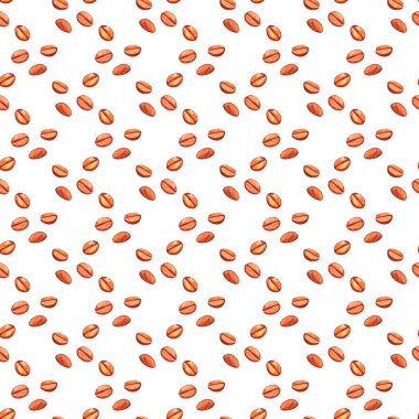 Kahve çekirdekleriyle kusursuz desen. Kafe, bistro, restoran, bar menü kartı için suluboya resimleme. Gıda ve içecek soyut doku tasarımı.