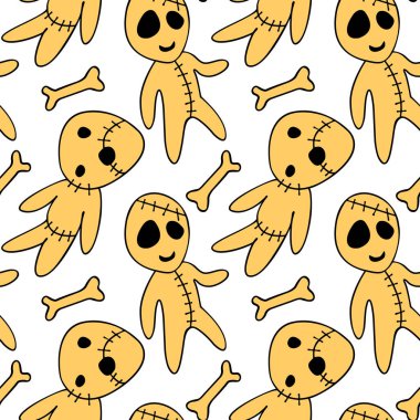 Çizgi film tarzında şirin zombileri olan kusursuz bir model. Cadılar Bayramı geçmişi ve dokuları. Tatil tasarımı için, tebrik kartı, paket, web.