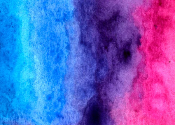 要旨水彩画の背景に赤斑のある明るいピンクの紫の紫の青緑色 手描き 紙の質感 — ストック写真