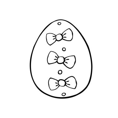 Paskalya yumurtası. Hediye kartı afiş etiketi, pul, logo, simge etiketi, boyama kitabı sayfası için el çizimi karalama stili.