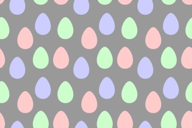 Süslü yumurtalarla kusursuz paskalya deseni. Vektör pastel çok renkli tatil dekorasyonları, arka planlar ve dokular. Kumaş, tekstil, ambalaj kağıdı, ambalaj, ağ için.