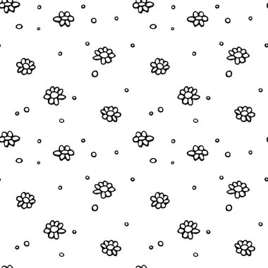 Basit ilkel çiçek desenli taşıyıcı. Elle çizilmiş çiçekli şirin, uçsuz bucaksız bir iz. Çizim, karalama, karalama.