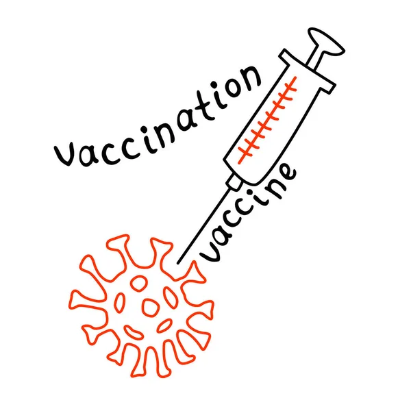 Символ Вакцинации Медицинский Шприц Вводит Вакцину Молекулу Вируса Коронавирус Векторный — стоковый вектор