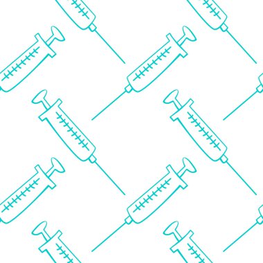 Şırıngaların hatları kusursuz. El çizimi siyah çizgili karalama izole edildi. Tıbbi geçmiş ve doku. Virüs ve aşıya karşı tedavi ve koruma için ekipman ve aşı.