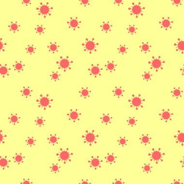 Moleküllerin kusursuz deseni, virüs hücreleri, bakteriler. Salgın, salgın covid-19. Karantina teması, koronavirüsün yayılması, aşı. Düz biçimli vektör arkaplanı izole edildi.