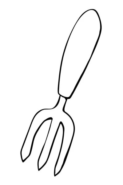 Enxada Como Garfo Desenhado Mão Ilustração Vetorial Esboço Estilo Doodle —  Vetores de Stock