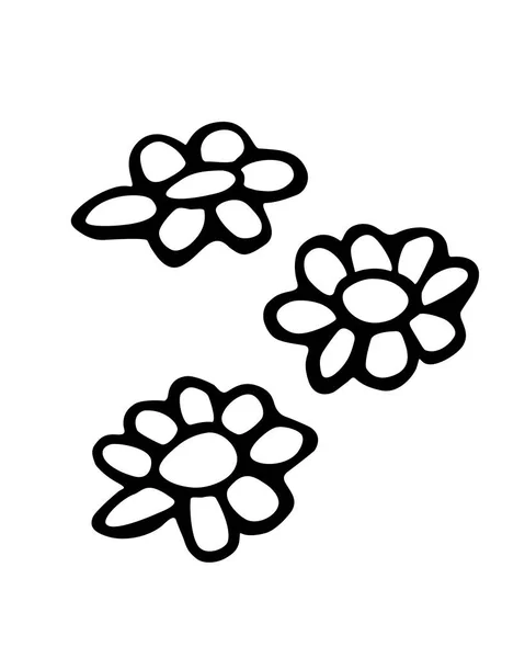 Blume Handgezeichnete Einfache Schwarze Umrisse Vektor Illustration Clip Art Doodle — Stockvektor