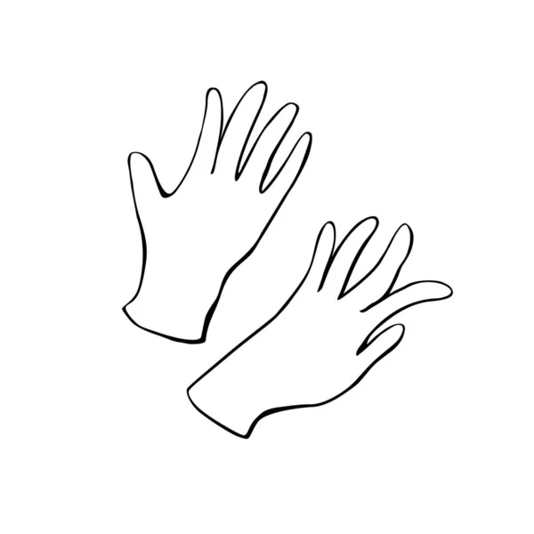 Защитные Перчатки Ручной Рисунок Контура Векторной Иллюстрации Клип Искусства Стиле — стоковый вектор
