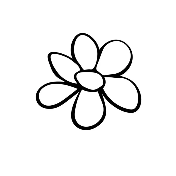 花のアイコン 手描きのシンプルな黒のアウトラインベクトルイラストクリップアートをドアスタイルで 白い背景に隔離 — ストックベクタ