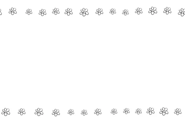 Bordure Vectorielle Dessinée Main Cadre Petites Fleurs Noires Camomilles Dans — Image vectorielle