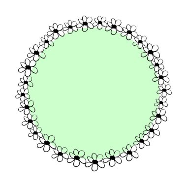 Vektör el çizimi çerçeve, siyah çizgilerin sınırı karalama tarzında küçük çiçekler. Hoş, basit, ilkel bir geçmiş, davetiye dekorasyonu, tebrik kartı, düğün..