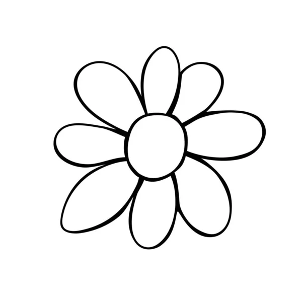 Icono Flor Dibujado Mano Simple Negro Contorno Vector Ilustración Clip — Vector de stock