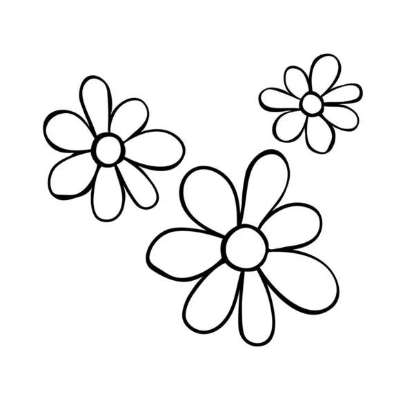 Blumen Symbol Handgezeichnete Einfache Schwarze Umrisse Vektor Illustration Clip Art — Stockvektor