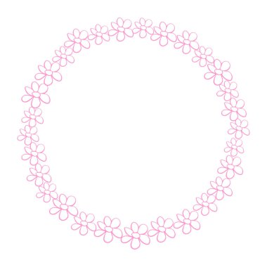 Vektör el çizimi çerçeve, siyah çizgilerin sınırı karalama tarzında küçük çiçekler. Hoş, basit, ilkel bir geçmiş, davetiye dekorasyonu, tebrik kartı, düğün..