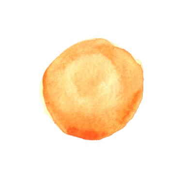 Soyut suluboya, turuncu kahverengi el yuvarlak nokta. Güzel daire tasarımı elementleri Renk trendi. Metin tasarımı için beyaz arkaplanda renkli akvaryum kağıdı dokusu izole edilmiş leke, web.