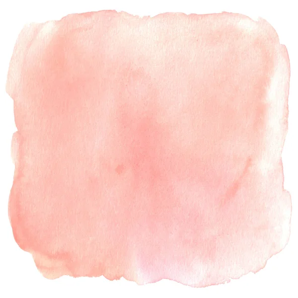 Acquerello Astratto Corallo Rosa Rosso Delicato Sfondo Macchia Quadrata Disegnata — Foto Stock