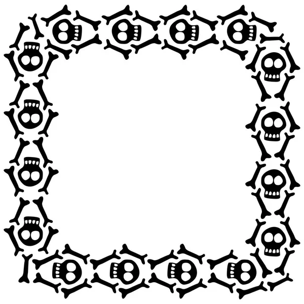 Квадратна Рама Черепами Кістками Тема Дня Мертвих Смерті Венторський Кордон — стоковий вектор