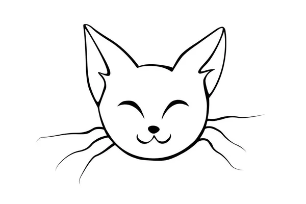 Outline Muzzle Cute Cat Vector Illustration Doodle Style Isolated Funny — Vetor de Stock
